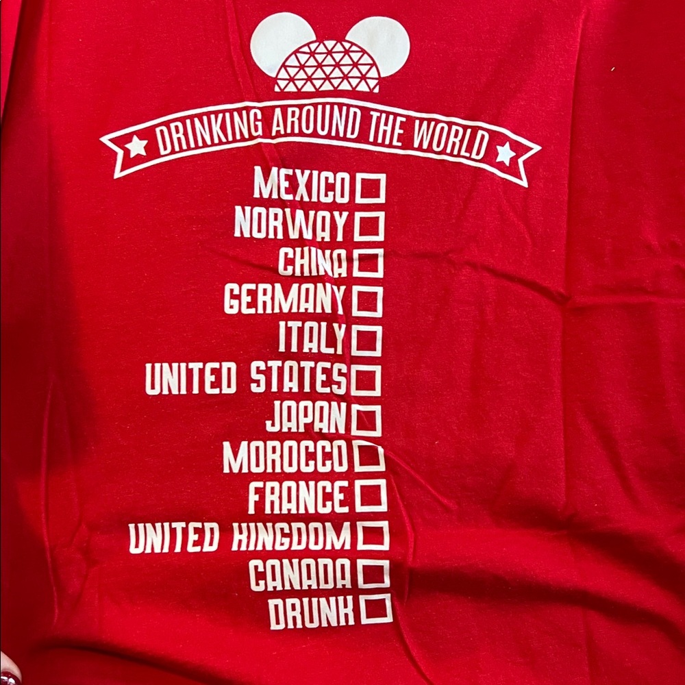 Disney Epcot Drinking Around The World Team Short Sleeve Tee Shirt Top - Picture 5 of 5